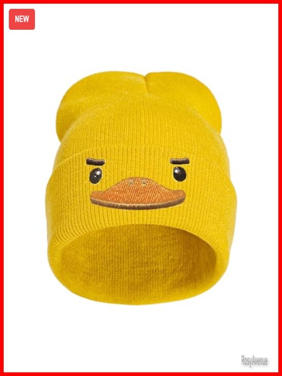 Embroidered Duck Beanie Hat - Soft Knit Winter Skull Cap for Unisex